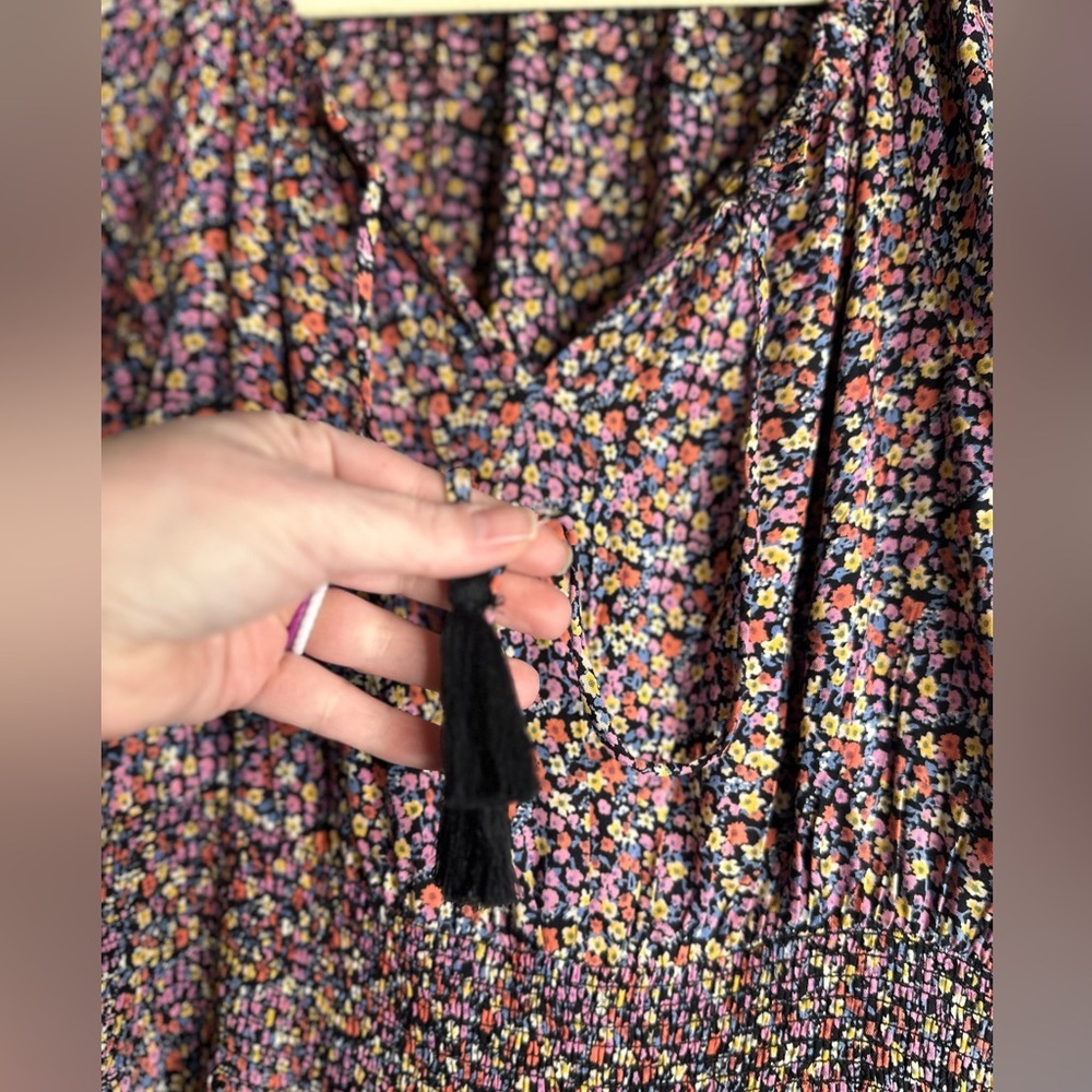 EUC• Patrons of Peace•Size Med• Floral Print• Tiered Ruffle Skirt•Smock Waist - Picture 3 of 8